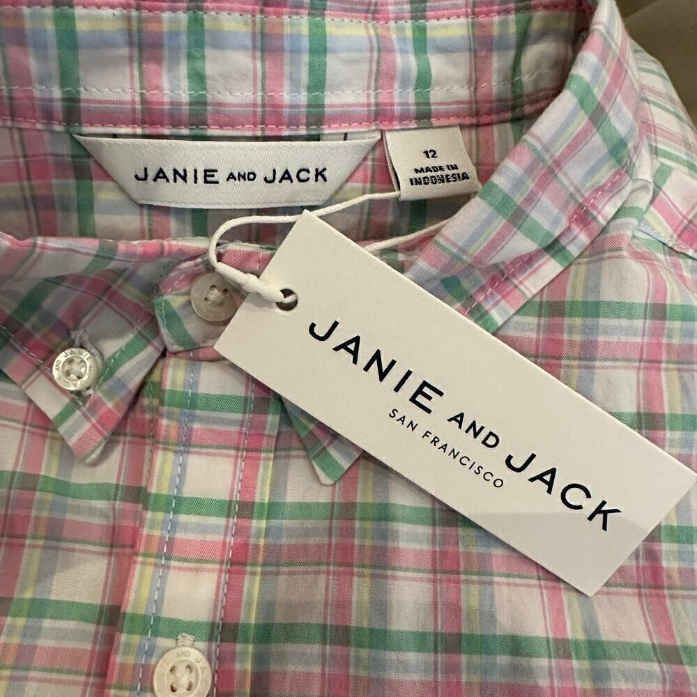 NWT Janie and Jack plaid button front shirt - Picture 3 of 5